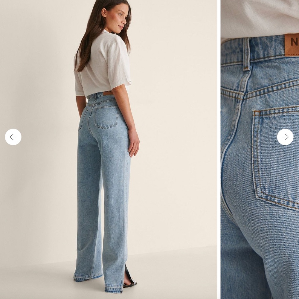 NA-KD High Waist Button Front Jeans with Slits
